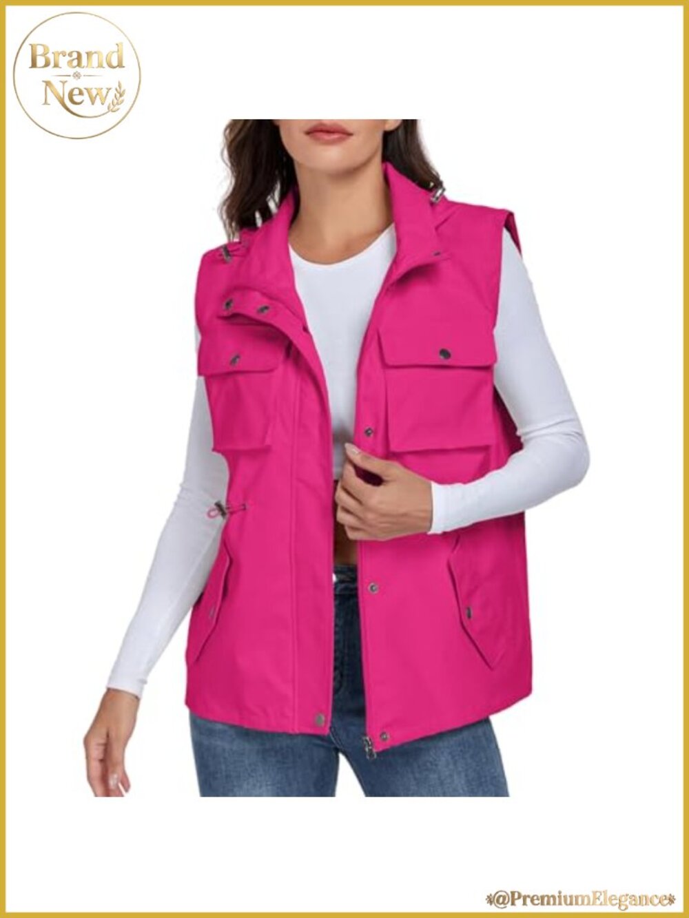 Women's Sleeveless Military Utility Vest Waterproof Windproof Adjustable